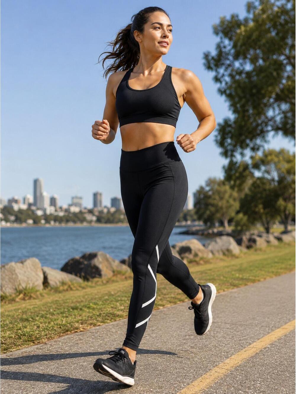 2XU Women’s Compression Leggings Black Reflective Running Workout Size S‎